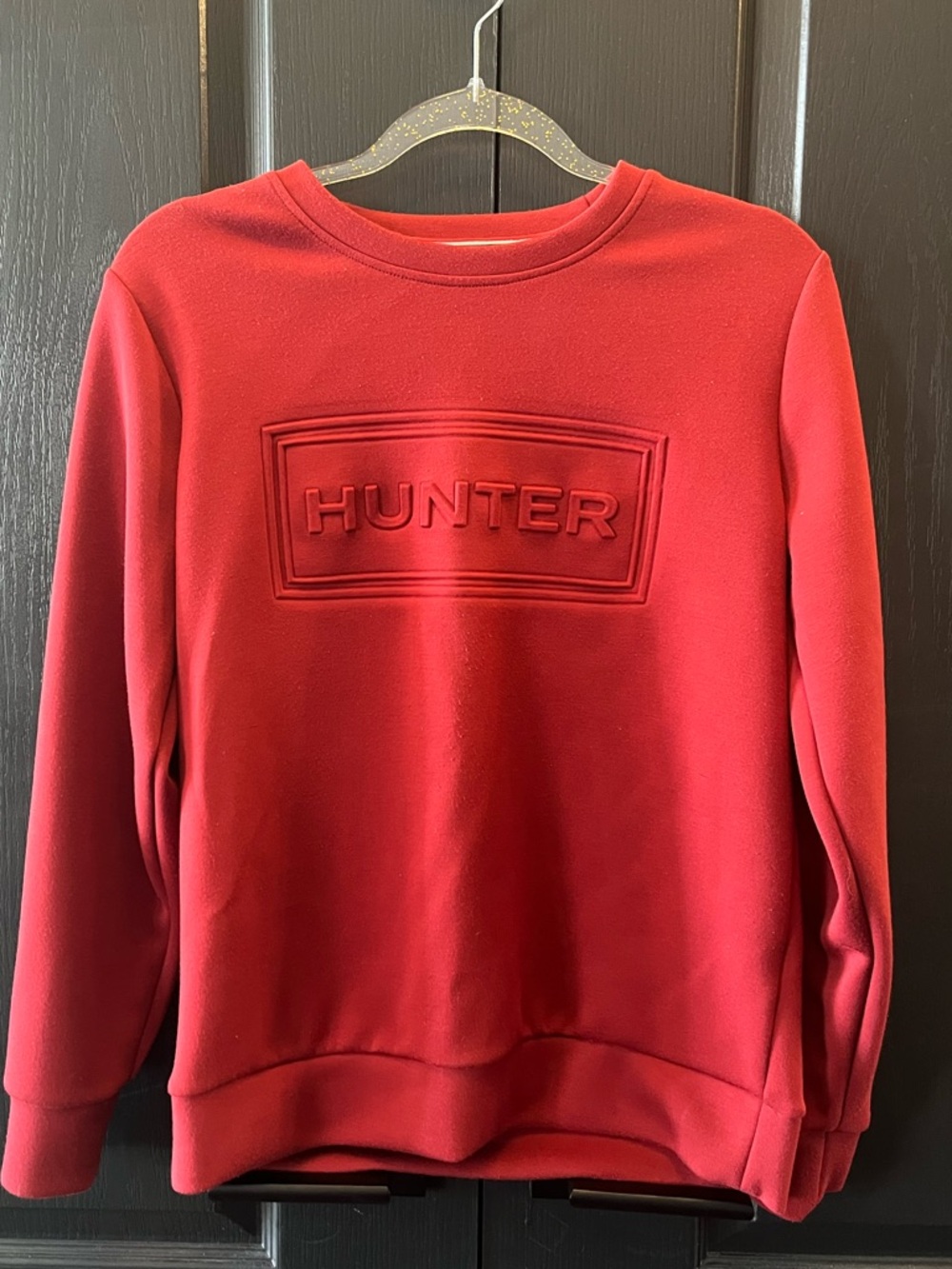 Hunter Red Embossed Logo Sweatshirt Adult Small Small | Crewneck Streetwear